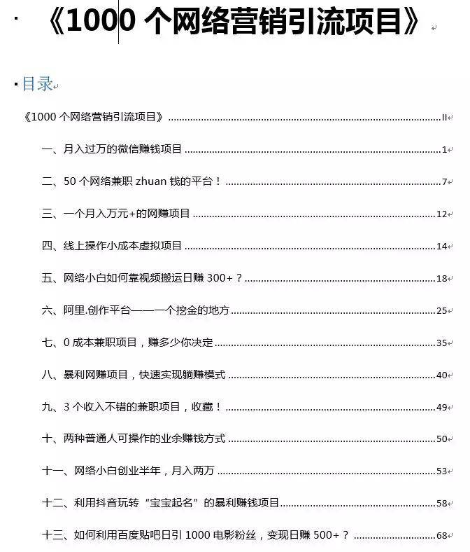 网络营销引流项目